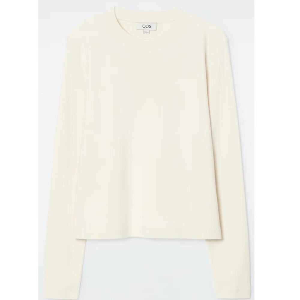 NWOT Women’s COS Clean Cut Regular Long-Sleeve T-Shirt in Beige SZ S